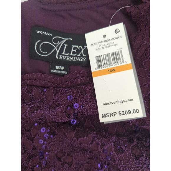 Alex Evenings Deep Plum One Piece Gown Womens 16W NWT Formal Wedding Holidays - Picture 13 of 13